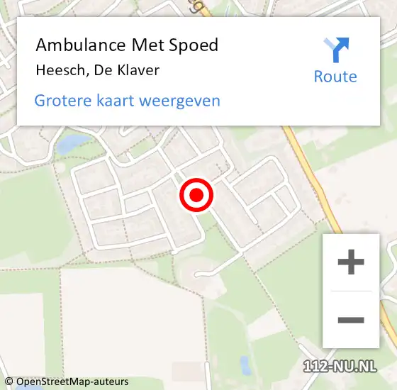 Locatie op kaart van de 112 melding: Ambulance Met Spoed Naar Heesch, De Klaver op 24 juli 2019 23:48