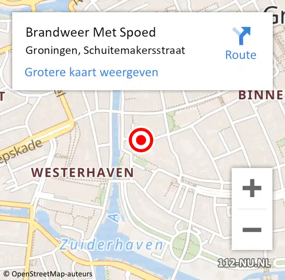 Locatie op kaart van de 112 melding: Brandweer Met Spoed Naar Groningen, Schuitemakersstraat op 24 juli 2019 23:49