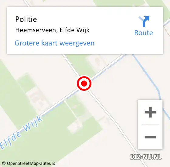 Locatie op kaart van de 112 melding: Politie Heemserveen, Elfde Wijk op 24 juli 2019 23:54