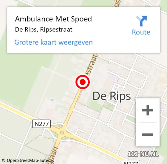 Locatie op kaart van de 112 melding: Ambulance Met Spoed Naar De Rips, Ripsestraat op 25 juli 2019 02:11