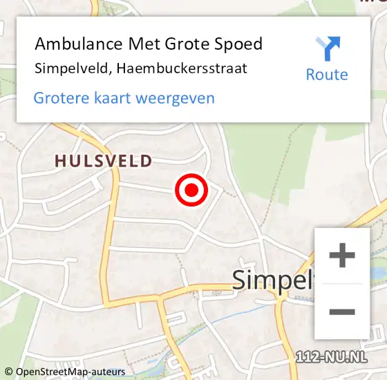 Locatie op kaart van de 112 melding: Ambulance Met Grote Spoed Naar Simpelveld, Haembuckersstraat op 8 april 2014 15:10