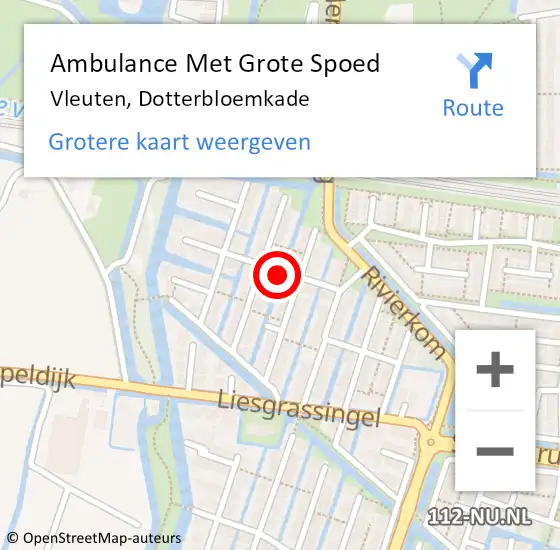 Locatie op kaart van de 112 melding: Ambulance Met Grote Spoed Naar Vleuten, Dotterbloemkade op 8 april 2014 15:12