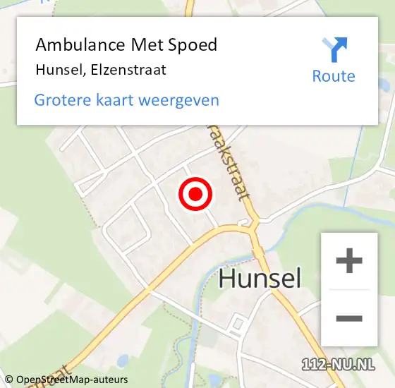 Locatie op kaart van de 112 melding: Ambulance Met Spoed Naar Hunsel, Elzenstraat op 25 juli 2019 04:33