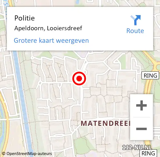 Locatie op kaart van de 112 melding: Politie Apeldoorn, Looiersdreef op 25 juli 2019 06:03