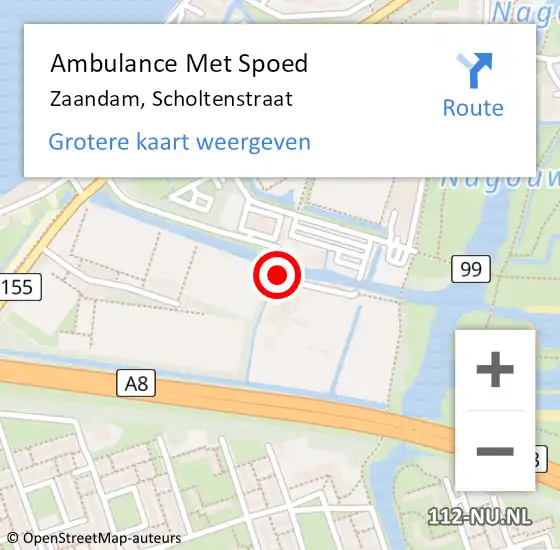 Locatie op kaart van de 112 melding: Ambulance Met Spoed Naar Zaandam, Scholtenstraat op 25 juli 2019 07:24