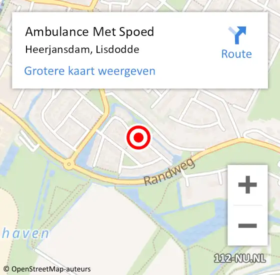 Locatie op kaart van de 112 melding: Ambulance Met Spoed Naar Heerjansdam, Lisdodde op 25 juli 2019 08:04