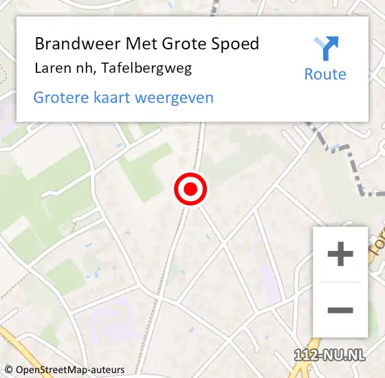 Locatie op kaart van de 112 melding: Brandweer Met Grote Spoed Naar Laren nh, Tafelbergweg op 25 juli 2019 08:12