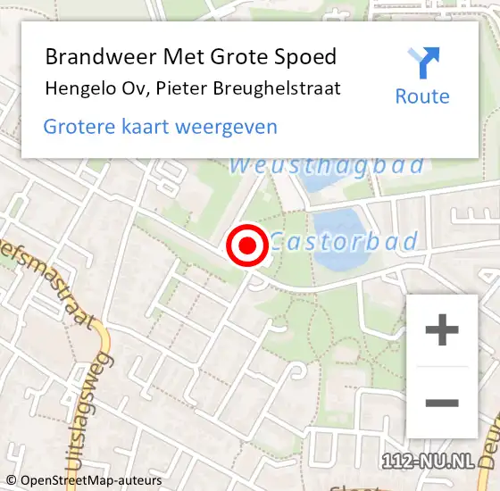 Locatie op kaart van de 112 melding: Brandweer Met Grote Spoed Naar Hengelo Ov, Pieter Breughelstraat op 25 juli 2019 08:20