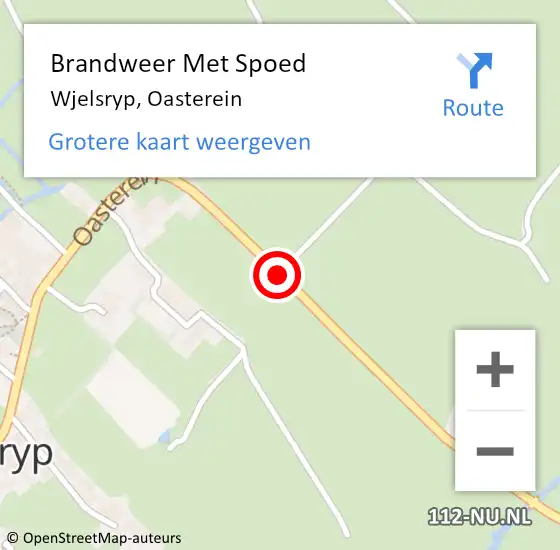 Locatie op kaart van de 112 melding: Brandweer Met Spoed Naar Wjelsryp, Oasterein op 25 juli 2019 08:54