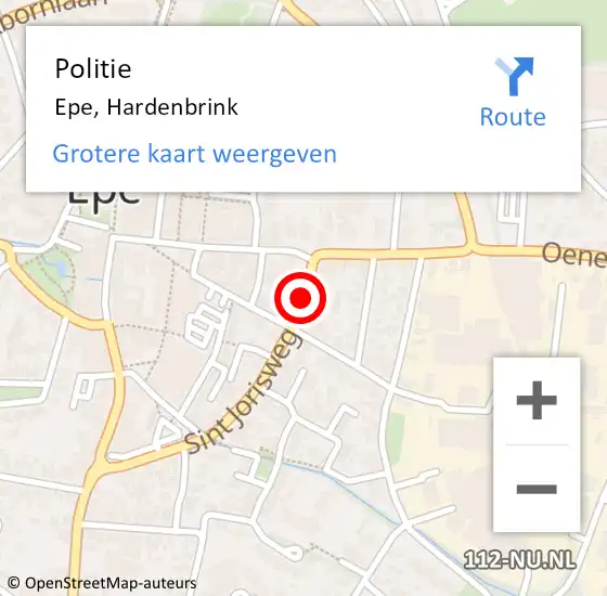 Locatie op kaart van de 112 melding: Politie Epe, Hardenbrink op 25 juli 2019 10:17