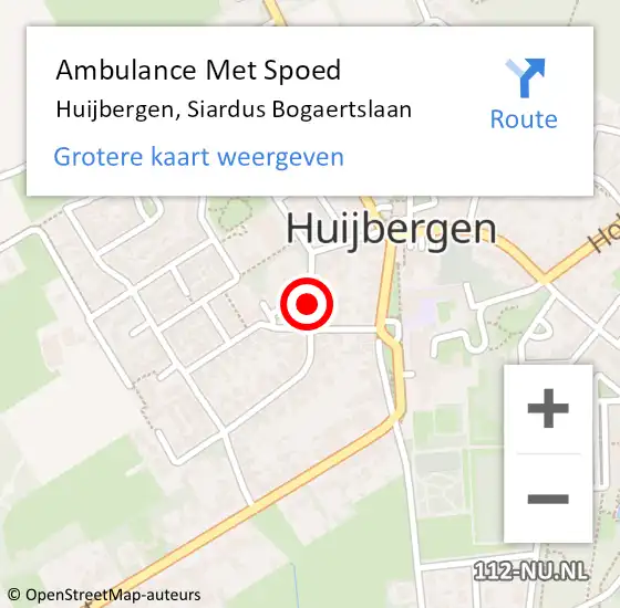 Locatie op kaart van de 112 melding: Ambulance Met Spoed Naar Huijbergen, Siardus Bogaertslaan op 25 juli 2019 10:44