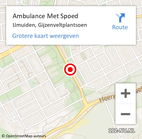 Locatie op kaart van de 112 melding: Ambulance Met Spoed Naar IJmuiden, Gijzenveltplantsoen op 25 juli 2019 10:46