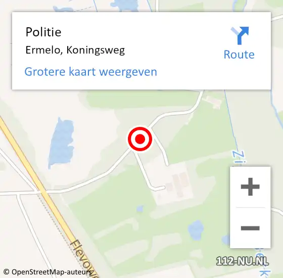 Locatie op kaart van de 112 melding: Politie Ermelo, Koningsweg op 25 juli 2019 11:17