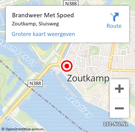 Locatie op kaart van de 112 melding: Brandweer Met Spoed Naar Zoutkamp, Sluisweg op 25 juli 2019 11:30