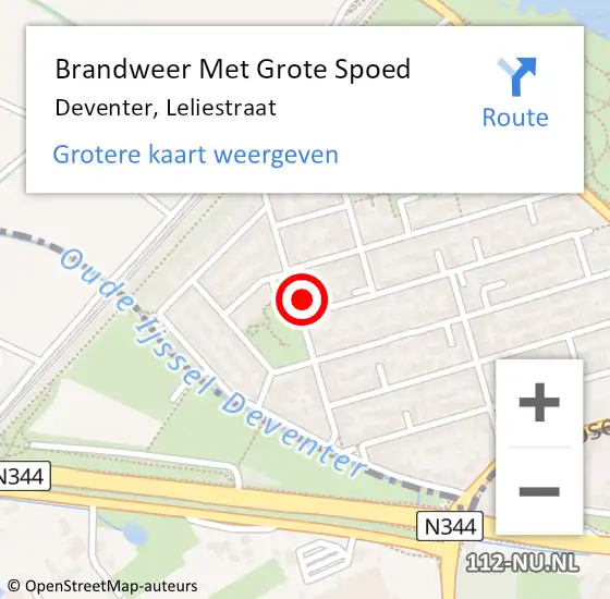 Locatie op kaart van de 112 melding: Brandweer Met Grote Spoed Naar Deventer, Leliestraat op 8 april 2014 15:42