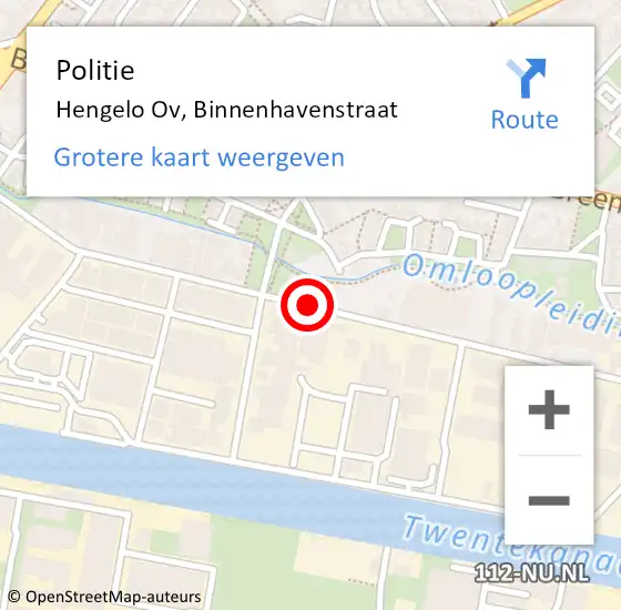 Locatie op kaart van de 112 melding: Politie Hengelo Ov, Binnenhavenstraat op 25 juli 2019 12:14