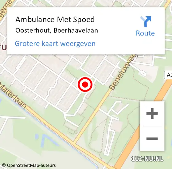 Locatie op kaart van de 112 melding: Ambulance Met Spoed Naar Oosterhout, Boerhaavelaan op 25 juli 2019 14:09