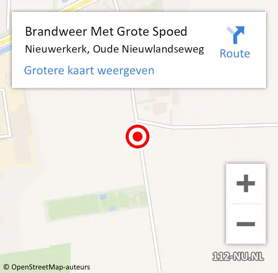 Locatie op kaart van de 112 melding: Brandweer Met Grote Spoed Naar Nieuwerkerk, Oude Nieuwlandseweg op 25 juli 2019 14:29