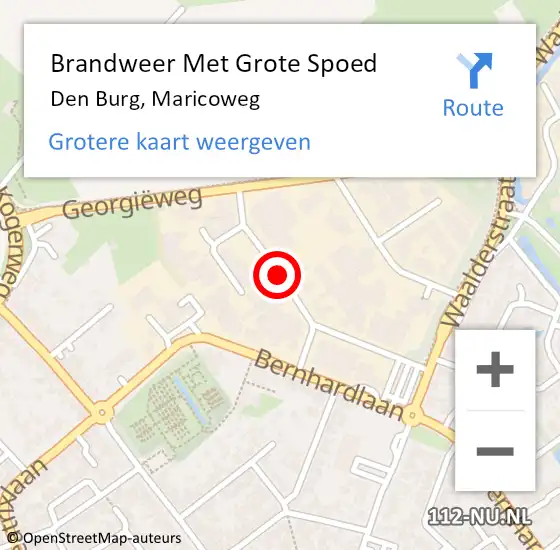 Locatie op kaart van de 112 melding: Brandweer Met Grote Spoed Naar Den Burg, Maricoweg op 25 juli 2019 14:30