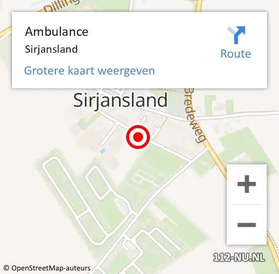 Locatie op kaart van de 112 melding: Ambulance Sirjansland op 25 juli 2019 15:49