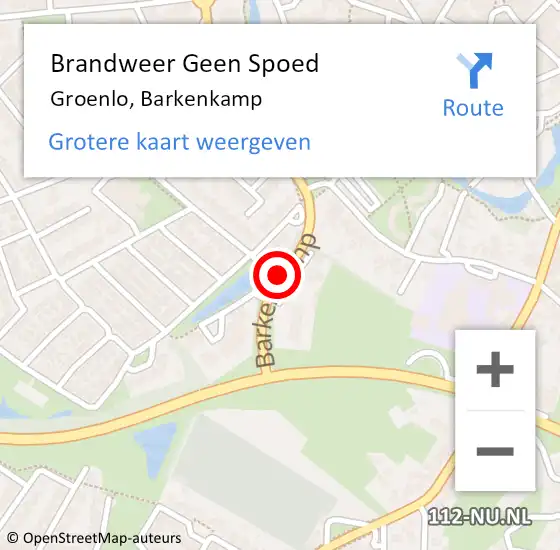 Locatie op kaart van de 112 melding: Brandweer Geen Spoed Naar Groenlo, Barkenkamp op 25 juli 2019 16:08