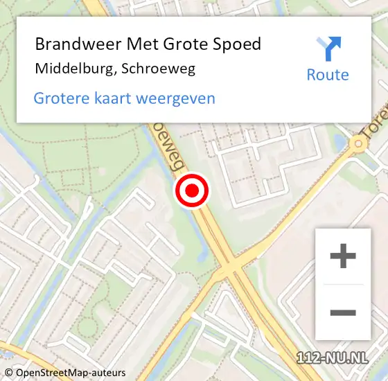Locatie op kaart van de 112 melding: Brandweer Met Grote Spoed Naar Middelburg, Schroeweg op 25 juli 2019 16:47
