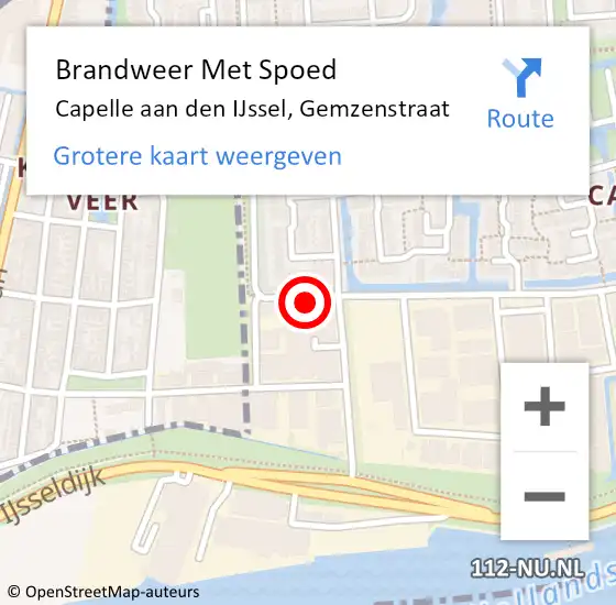 Locatie op kaart van de 112 melding: Brandweer Met Spoed Naar Capelle aan den IJssel, Gemzenstraat op 25 juli 2019 17:07