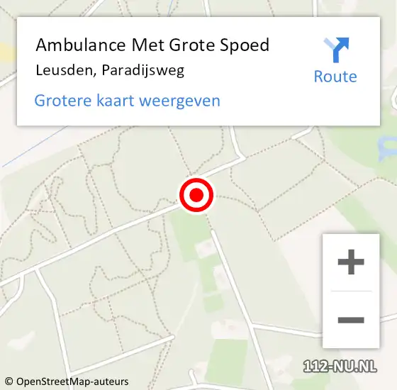 Locatie op kaart van de 112 melding: Ambulance Met Grote Spoed Naar Leusden, Paradijsweg op 25 juli 2019 17:18