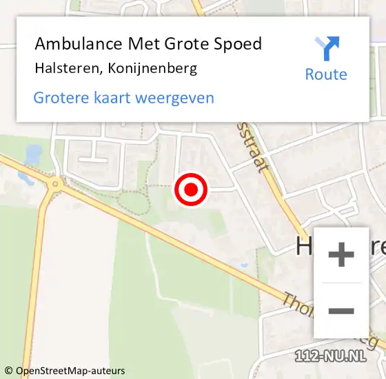 Locatie op kaart van de 112 melding: Ambulance Met Grote Spoed Naar Halsteren, Konijnenberg op 25 juli 2019 18:13