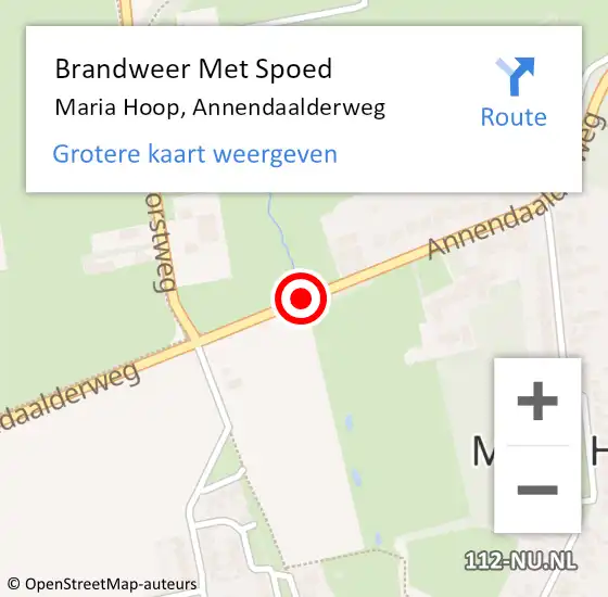 Locatie op kaart van de 112 melding: Brandweer Met Spoed Naar Maria Hoop, Annendaalderweg op 25 juli 2019 18:28