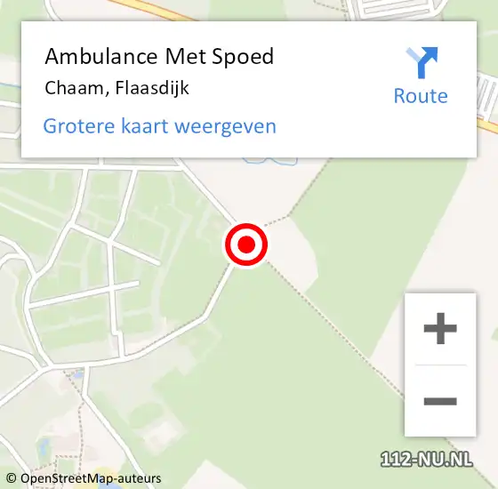 Locatie op kaart van de 112 melding: Ambulance Met Spoed Naar Chaam, Flaasdijk op 25 juli 2019 18:28