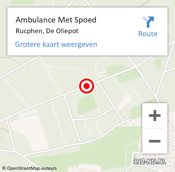 Locatie op kaart van de 112 melding: Ambulance Met Spoed Naar Rucphen, De Oliepot op 25 juli 2019 18:50