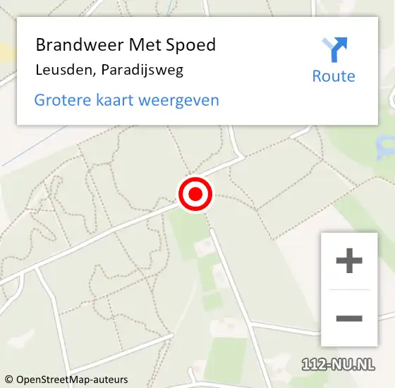 Locatie op kaart van de 112 melding: Brandweer Met Spoed Naar Leusden, Paradijsweg op 25 juli 2019 18:58