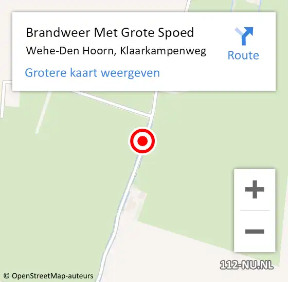 Locatie op kaart van de 112 melding: Brandweer Met Grote Spoed Naar Wehe-Den Hoorn, Klaarkampenweg op 25 juli 2019 19:21