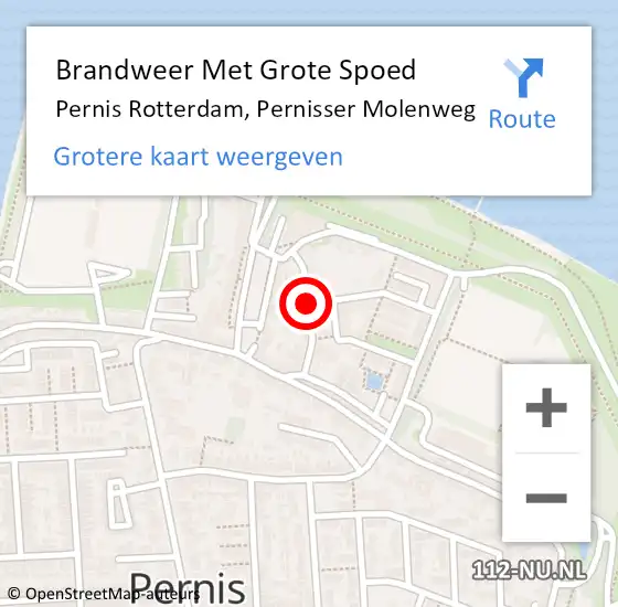 Locatie op kaart van de 112 melding: Brandweer Met Grote Spoed Naar Pernis Rotterdam, Pernisser Molenweg op 25 juli 2019 19:25