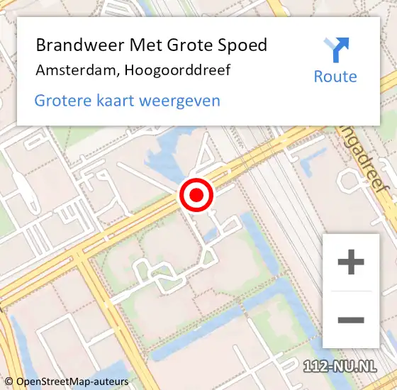 Locatie op kaart van de 112 melding: Brandweer Met Grote Spoed Naar Amsterdam, Hoogoorddreef op 25 juli 2019 19:32