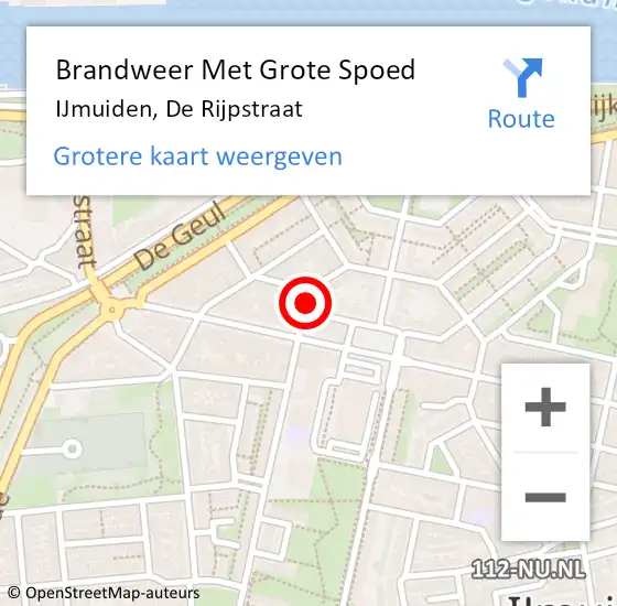 Locatie op kaart van de 112 melding: Brandweer Met Grote Spoed Naar IJmuiden, De Rijpstraat op 25 juli 2019 19:59