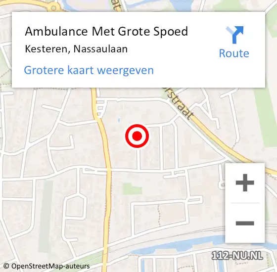 Locatie op kaart van de 112 melding: Ambulance Met Grote Spoed Naar Kesteren, Nassaulaan op 25 juli 2019 20:19