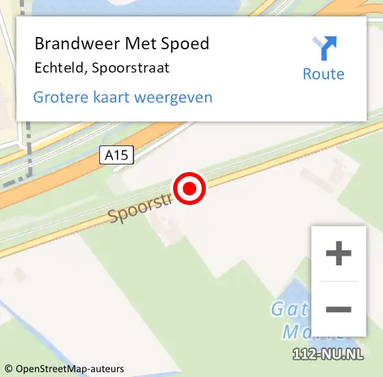 Locatie op kaart van de 112 melding: Brandweer Met Spoed Naar Echteld, Spoorstraat op 25 juli 2019 20:24