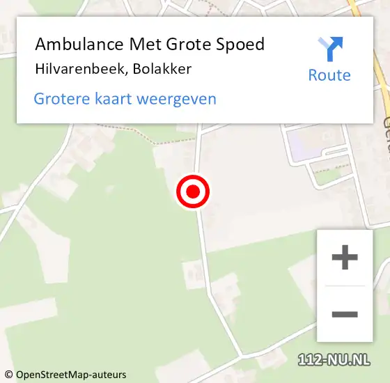Locatie op kaart van de 112 melding: Ambulance Met Grote Spoed Naar Hilvarenbeek, Bolakker op 25 juli 2019 21:18
