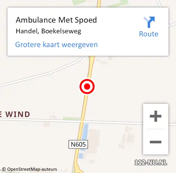 Locatie op kaart van de 112 melding: Ambulance Met Spoed Naar Handel, Boekelseweg op 25 juli 2019 21:25
