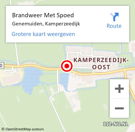 Locatie op kaart van de 112 melding: Brandweer Met Spoed Naar Genemuiden, Kamperzeedijk op 25 juli 2019 21:41
