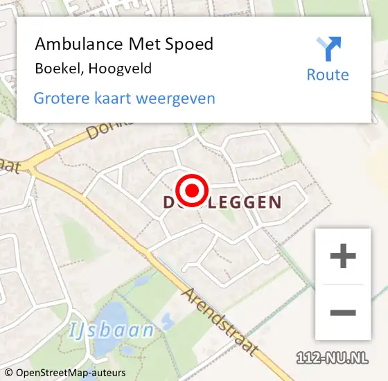 Locatie op kaart van de 112 melding: Ambulance Met Spoed Naar Boekel, Hoogveld op 25 juli 2019 22:07