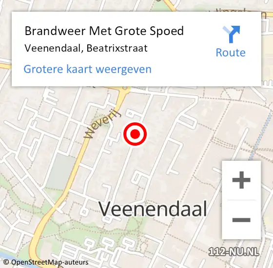 Locatie op kaart van de 112 melding: Brandweer Met Grote Spoed Naar Veenendaal, Beatrixstraat op 25 juli 2019 22:46