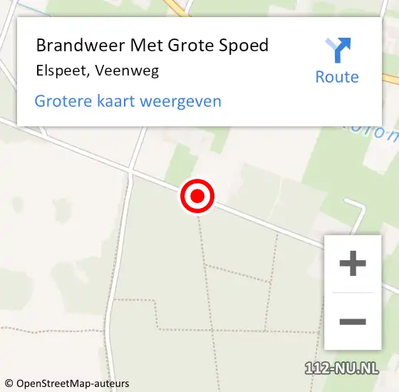 Locatie op kaart van de 112 melding: Brandweer Met Grote Spoed Naar Elspeet, Veenweg op 25 juli 2019 23:23