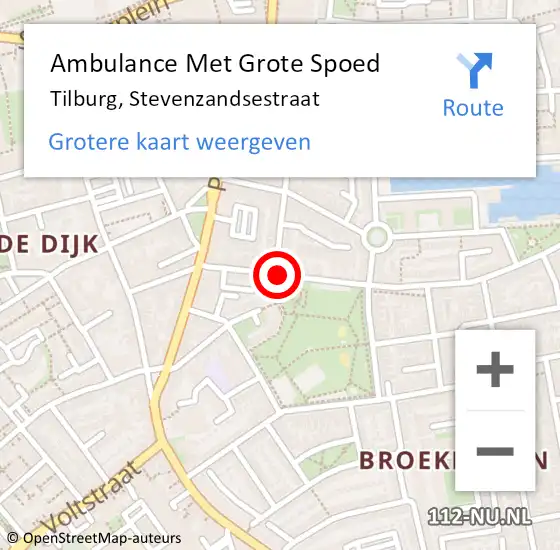 Locatie op kaart van de 112 melding: Ambulance Met Grote Spoed Naar Tilburg, Stevenzandsestraat op 25 juli 2019 23:55