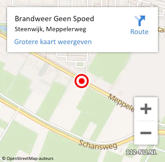 Locatie op kaart van de 112 melding: Brandweer Geen Spoed Naar Steenwijk, Meppelerweg op 26 juli 2019 00:28