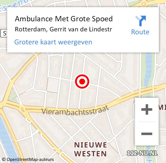 Locatie op kaart van de 112 melding: Ambulance Met Grote Spoed Naar Rotterdam, Gerrit Van De Lindestr op 26 juli 2019 00:48