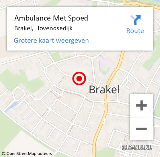 Locatie op kaart van de 112 melding: Ambulance Met Spoed Naar Brakel, Hovendsedijk op 26 juli 2019 03:00
