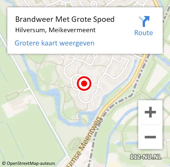 Locatie op kaart van de 112 melding: Brandweer Met Grote Spoed Naar Hilversum, Meikevermeent op 26 juli 2019 04:00